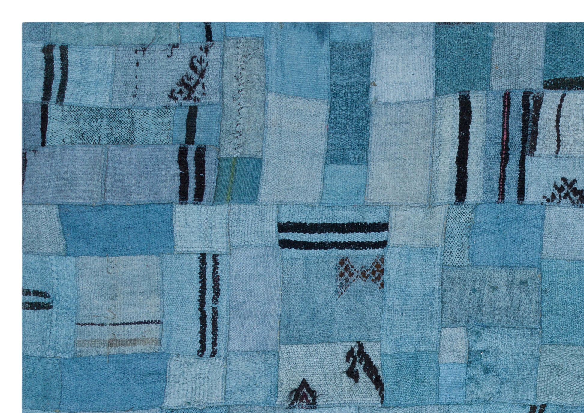 Teselya Turkuaz Patchwork Yün El Dokuma Halısı 161 x 227 Apex Unique