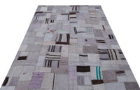 Grauer Teppich im Patchwork-Stil mit Ethno-Muster 161x229 cm