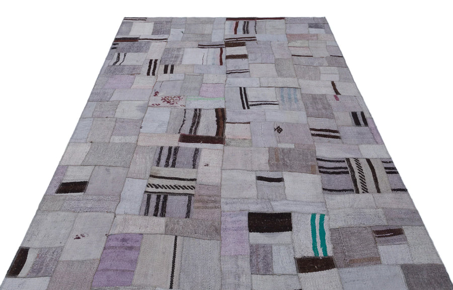 Mavi Anadolu Eskitme Geometrik Yün Halı 161x229 - Özel Seri