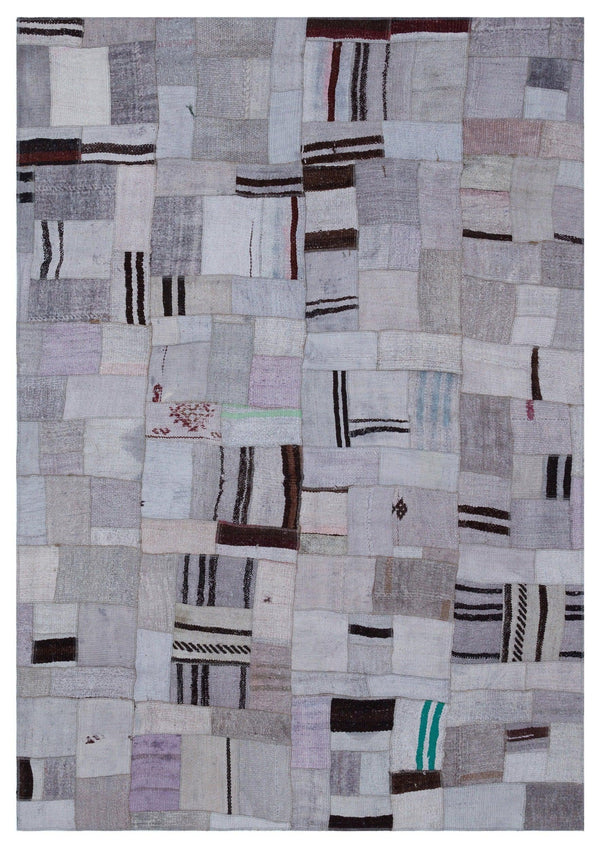 Mavi Anadolu Eskitme Geometrik Yün Halı 161x229 - Özel Seri