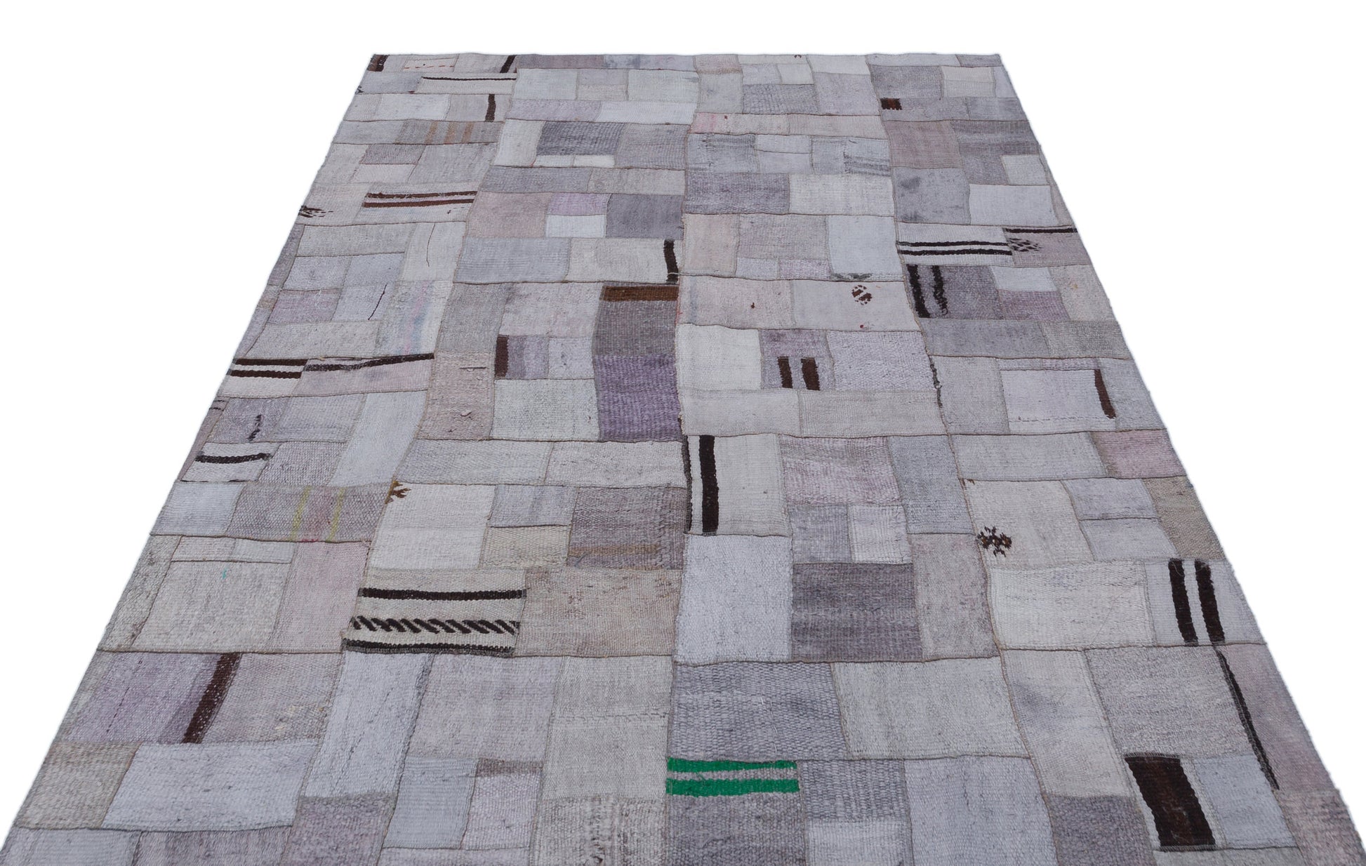 Teselya Mor Patchwork Yün El Dokuma Halısı 160 x 223 Apex Unique