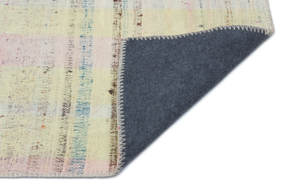 Krem Pembe Bohem Patchwork Salon Halısı - Yün El Dokuma 90x149 cm