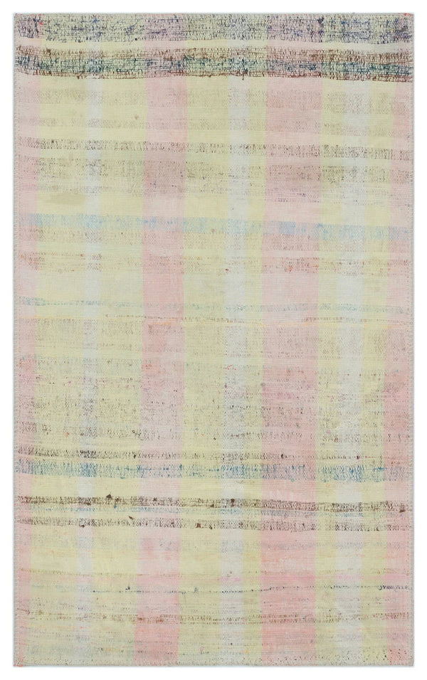 Bej Anadolu Bohem Çizgili Yün Halı 90x149 - Özel Seri