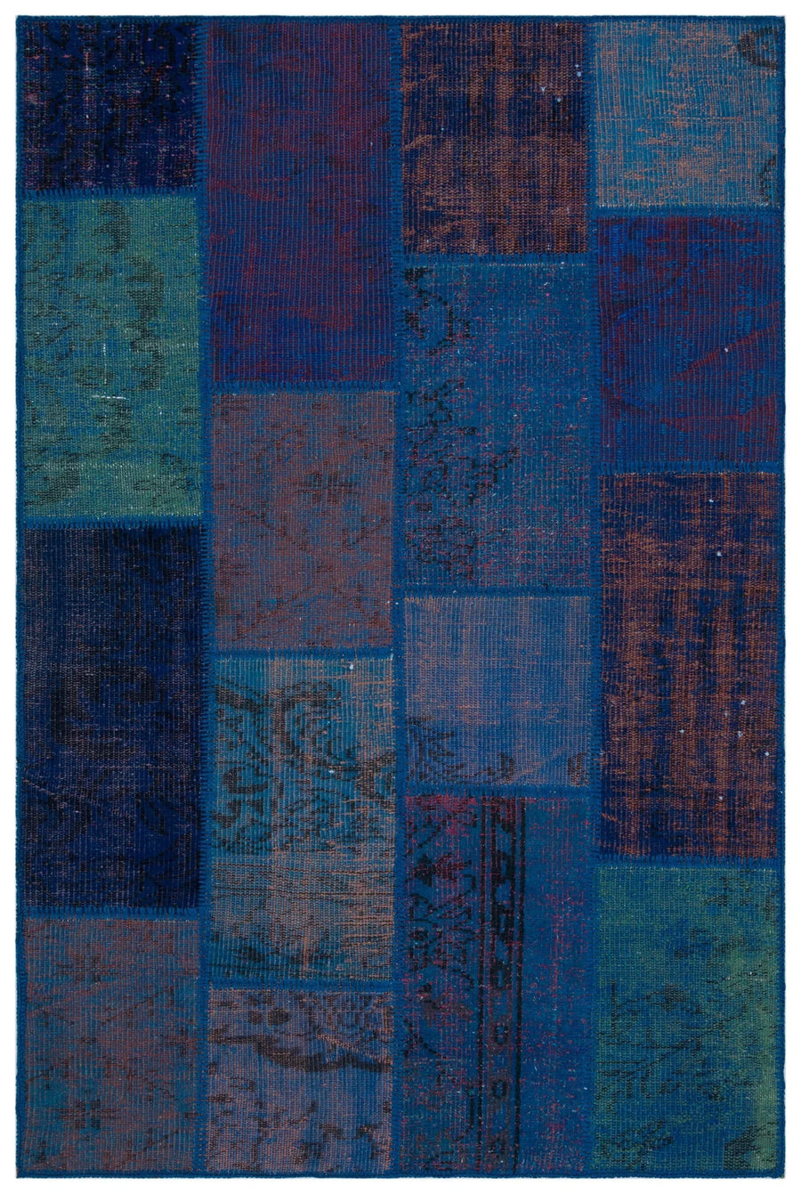 Mavi Anadolu Eskitme Geometrik Yün Halı 120x180 - Özel Seri