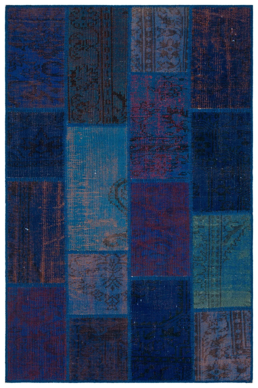 Mavi Anadolu Eskitme Geometrik Yün Halı 120x180 - Özel Seri