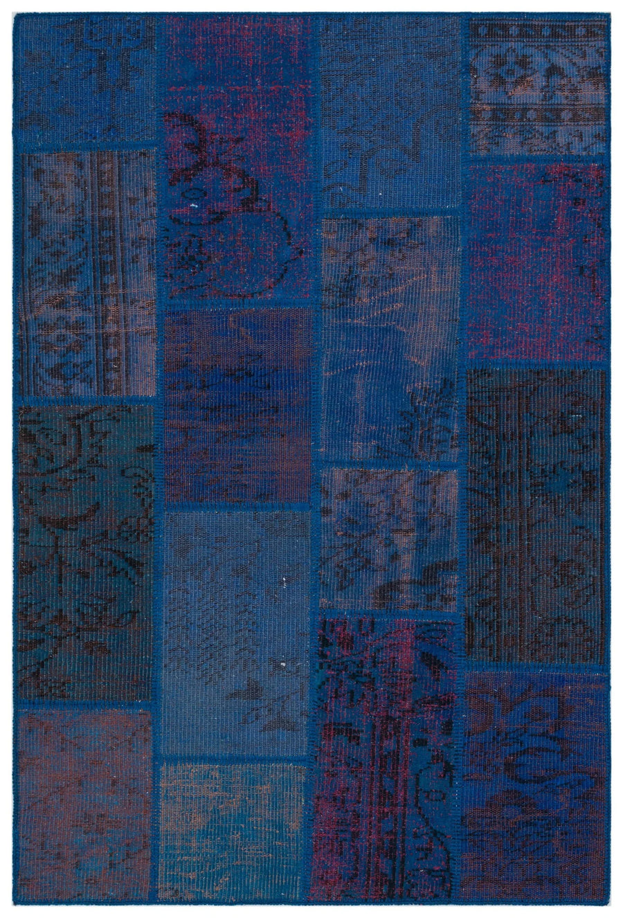 Mavi Anadolu Eskitme Geometrik Yün Halı 120x180 - Özel Seri