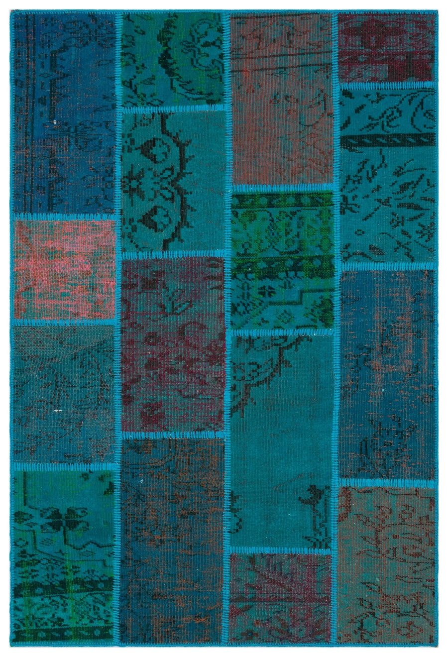 Bordo Lacivert Anadolu Eskitme Geometrik Yün Halı 120x180 - Özel Seri