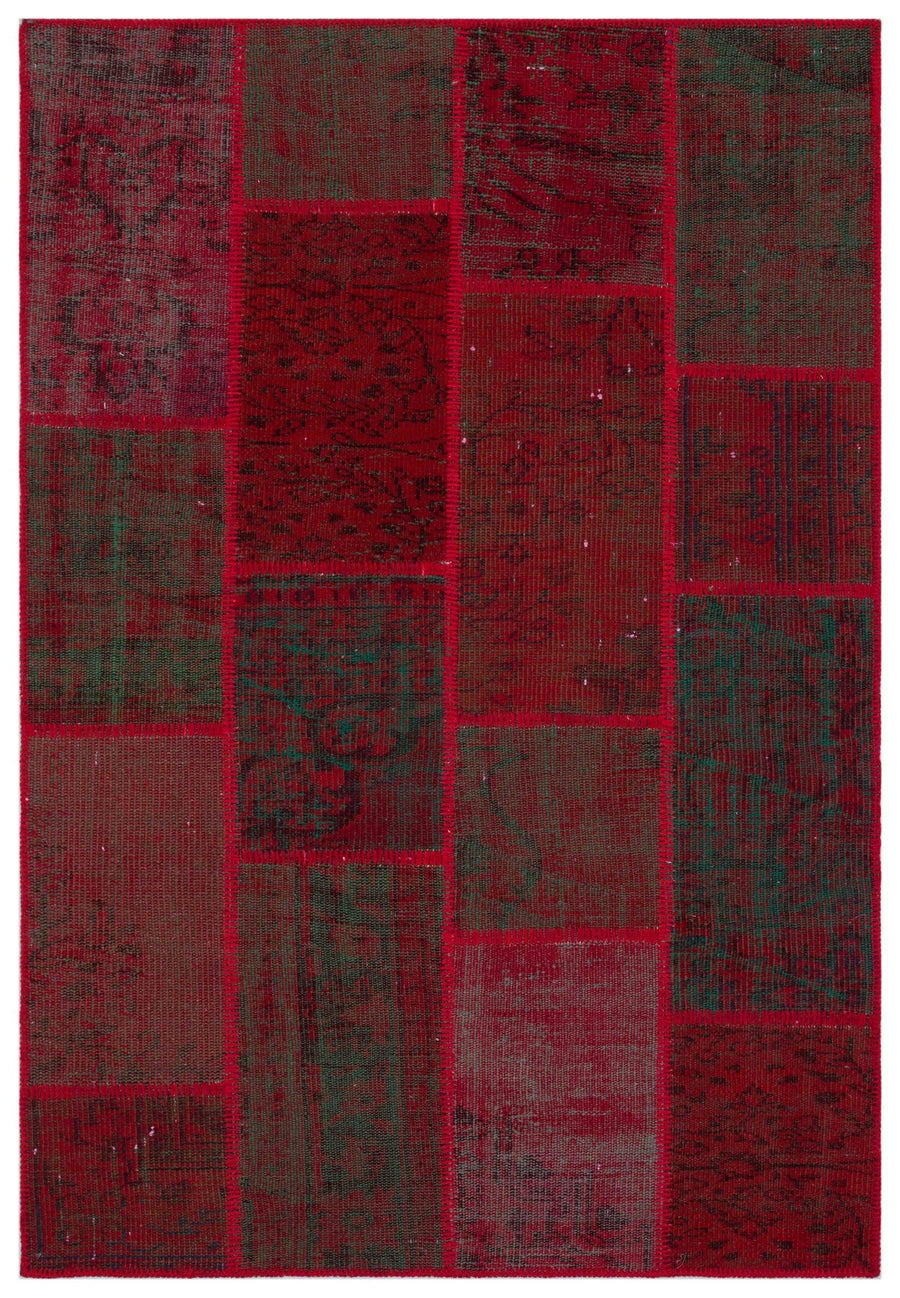 Kırmızı Anadolu Eskitme Geometrik Yün Halı 120x180 - Özel Seri