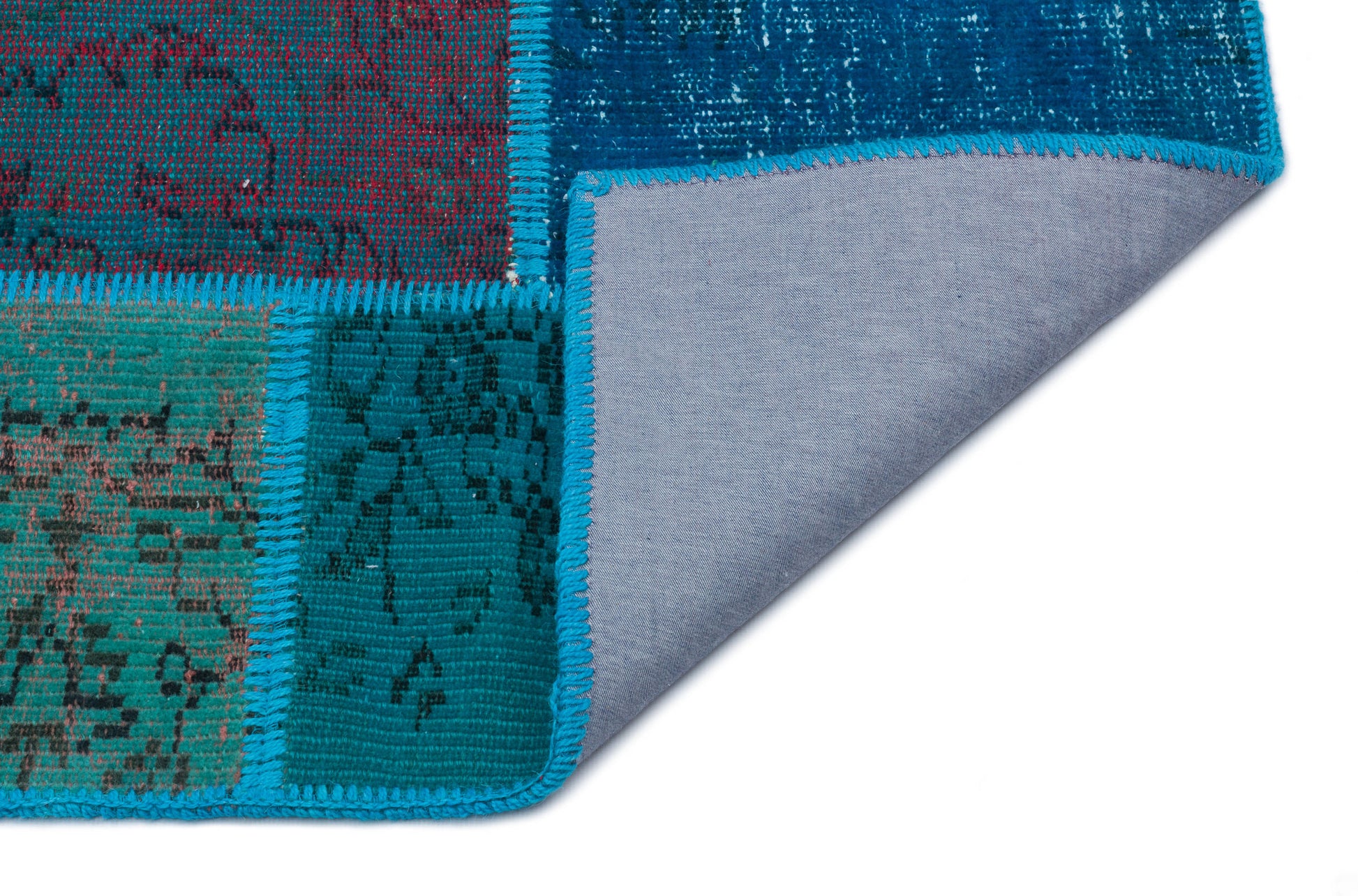 Iskece Turkuaz Eskitme Yün El Dokuma Halısı 120 x 180 Apex Unique