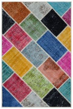 Iskece Bej Patchwork Yün El Dokuma Halısı 120 x 180 Apex Unique