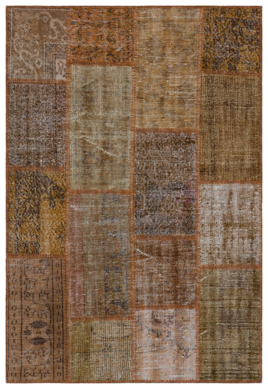 Bej Gri Eskitme Vintage Yün Halı 120x180