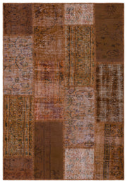 Iskece Kahverengi Eskitme Yün El Dokuma Halısı 120 x 175 Apex Unique