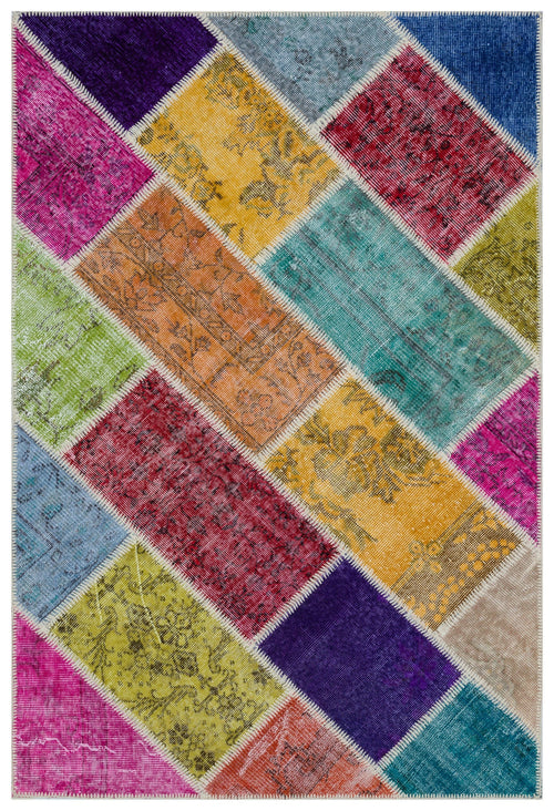 Iskece Bej Patchwork Yün El Dokuma Halısı 120 x 180 Apex Unique