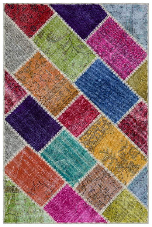 Iskece Bej Patchwork Yün El Dokuma Halısı 120 x 180 Apex Unique