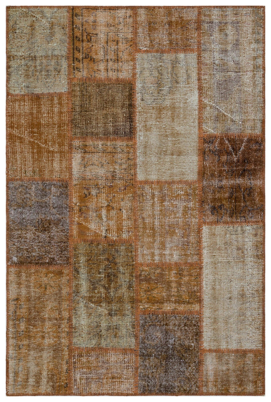 Bej Gri Eskitme Geometrik Yün Halı 120x180