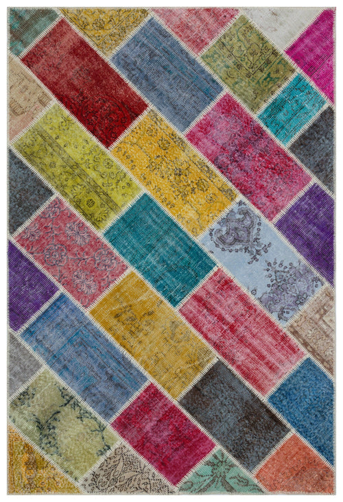 Iskece Bej Patchwork Yün El Dokuma Halısı 160 x 235 Apex Unique