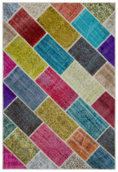 Iskece Bej Patchwork Yün El Dokuma Halısı 160 x 230 Apex Unique