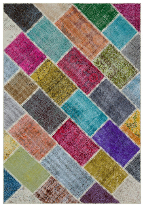 Iskece Bej Patchwork Yün El Dokuma Halısı 160 x 230 Apex Unique