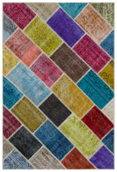 Iskece Bej Patchwork Yün El Dokuma Halısı 160 x 230 Apex Unique