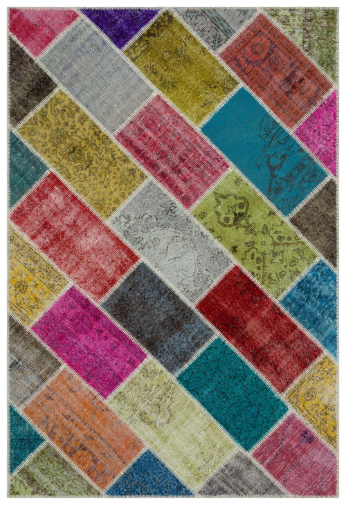 Iskece Bej Patchwork Yün El Dokuma Halısı 160 x 230 Apex Unique