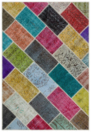 Iskece Bej Patchwork Yün El Dokuma Halısı 160 x 230 Apex Unique