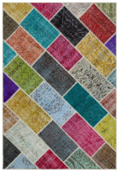 Iskece Bej Patchwork Yün El Dokuma Halısı 160 x 230 Apex Unique