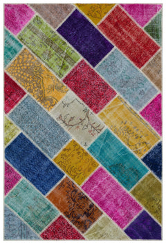 Iskece Bej Patchwork Yün El Dokuma Halısı 160 x 230 Apex Unique