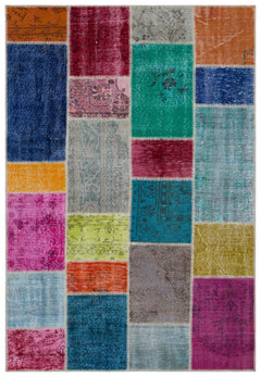 Iskece Bej Patchwork Yün El Dokuma Halısı 160 x 230 Apex Unique