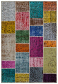 Bohem Yün Çok Renkli El Dokuma Halı Geometrik Desenli 160x233 cm 33267