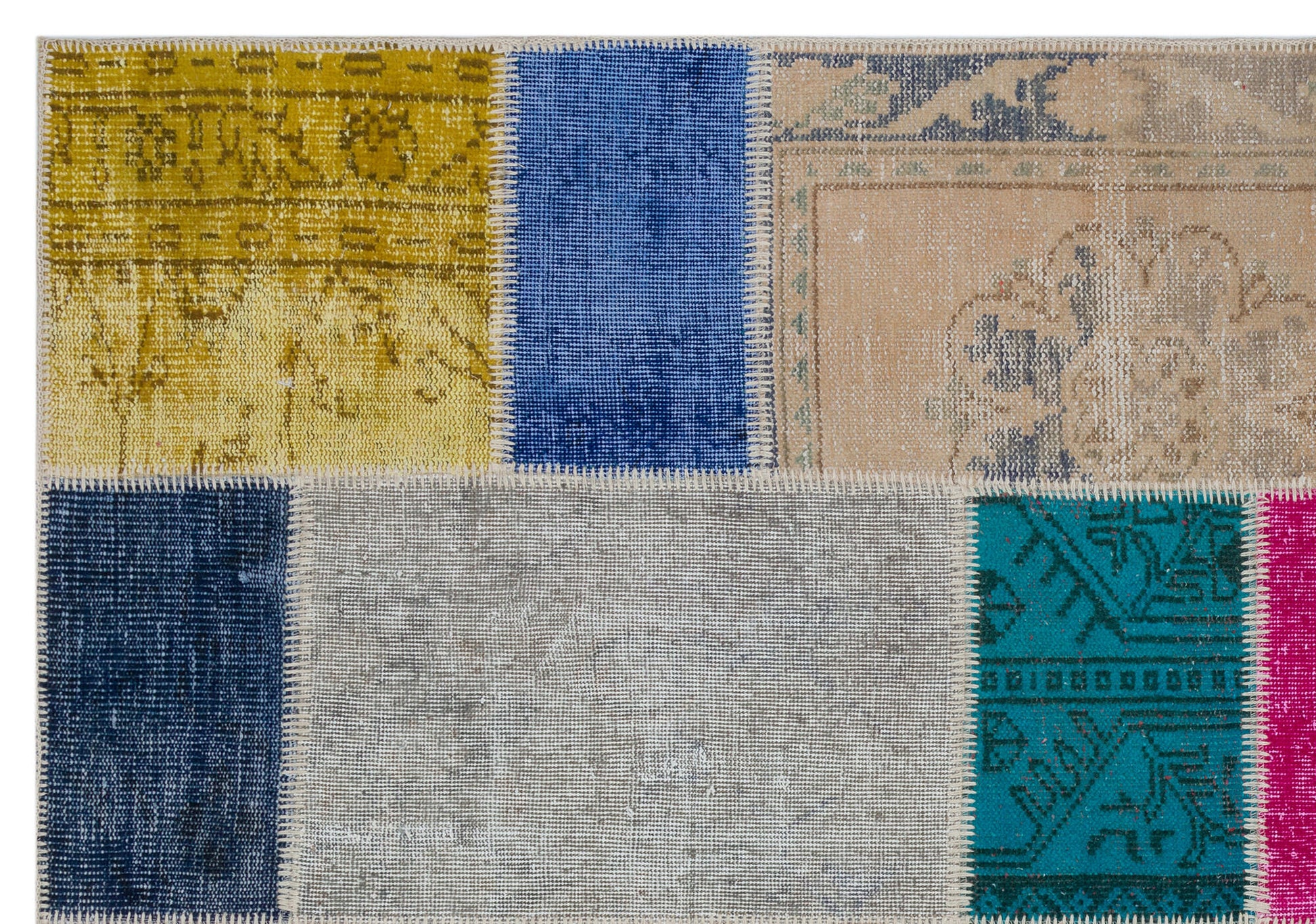 Iskece Bej Patchwork Yün El Dokuma Halısı 160 x 230 Apex Unique