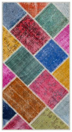 Iskece Bej Patchwork Yün El Dokuma Halısı 080 x 150 Apex Unique