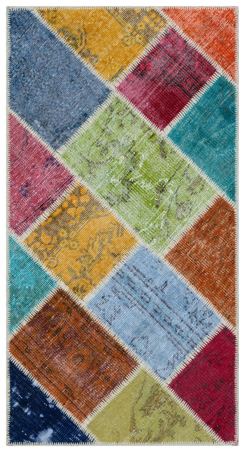 Iskece Bej Patchwork Yün El Dokuma Halısı 080 x 150 Apex Unique