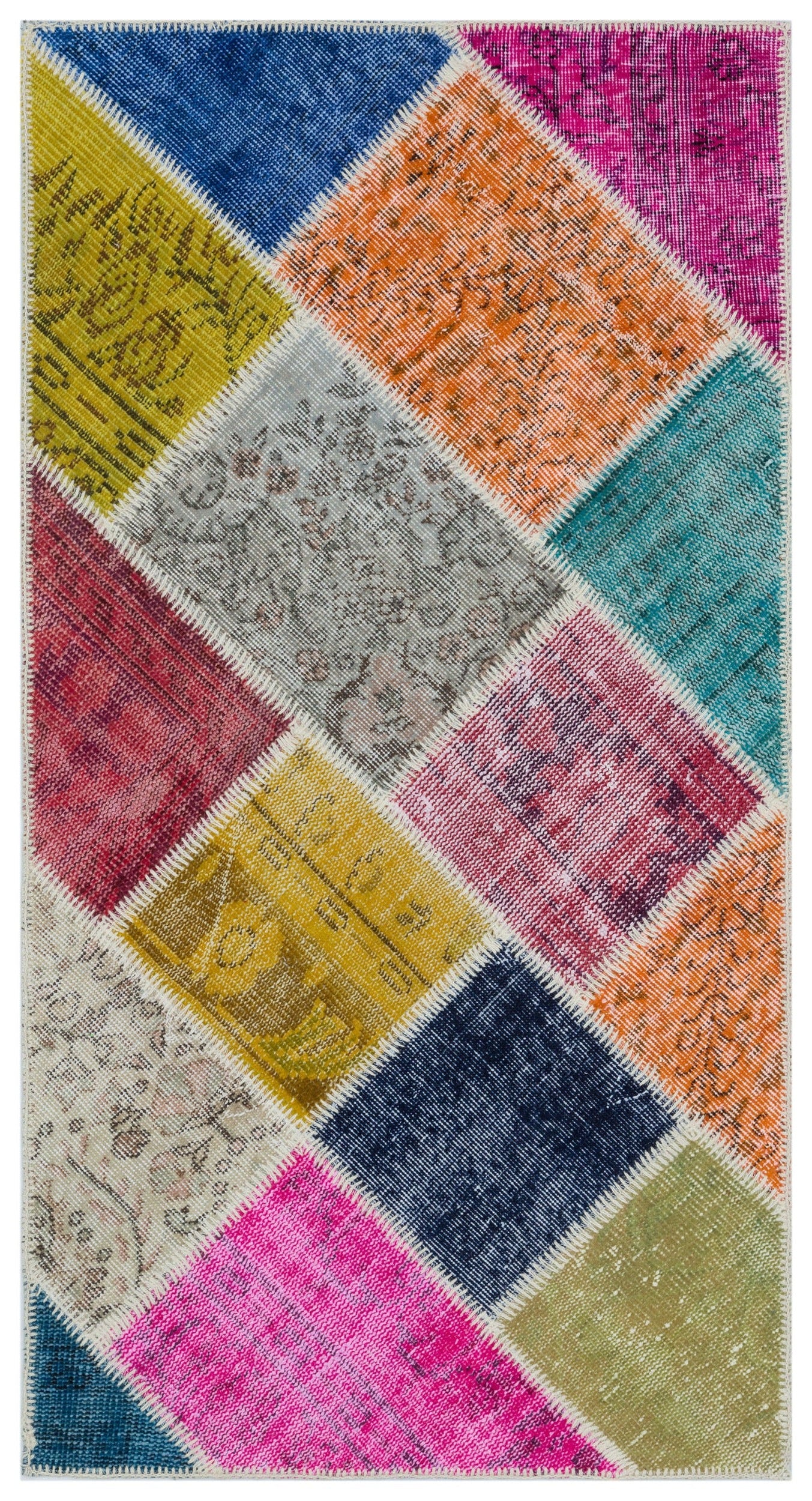 Iskece Bej Patchwork Yün El Dokuma Halısı 080 x 150 Apex Unique