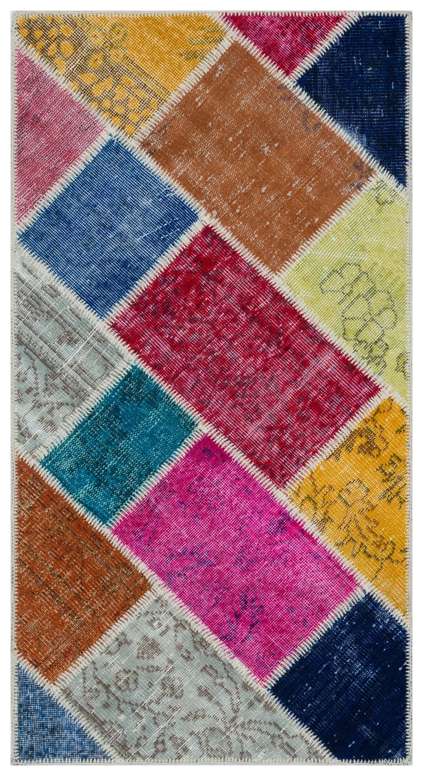 Iskece Bej Patchwork Yün El Dokuma Halısı 080 x 150 Apex Unique