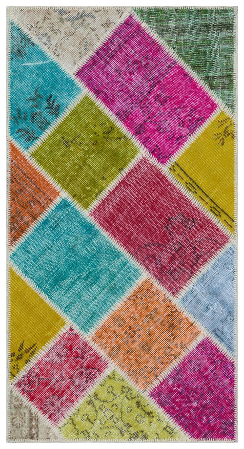 Iskece Bej Patchwork Yün El Dokuma Halısı 080 x 150 Apex Unique