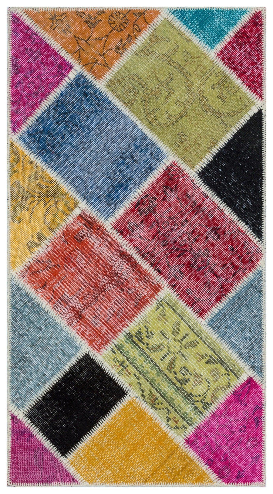 Bej Anadolu Patchwork Yün Halı 80x150 - Özel Seri