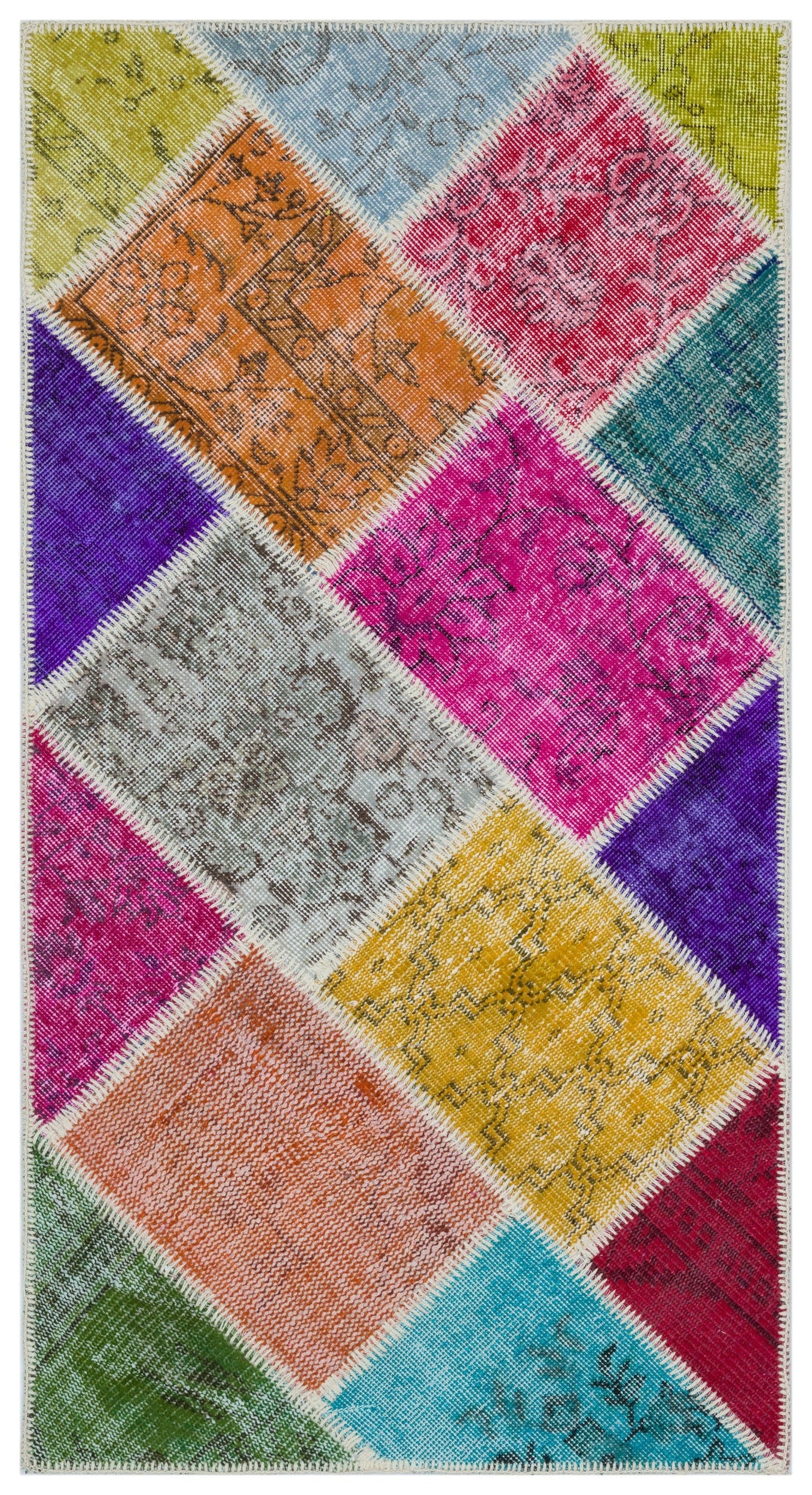 Iskece Bej Patchwork Yün El Dokuma Halısı 080 x 150 Apex Unique