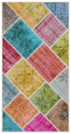 Iskece Bej Patchwork Yün El Dokuma Halısı 080 x 150 Apex Unique