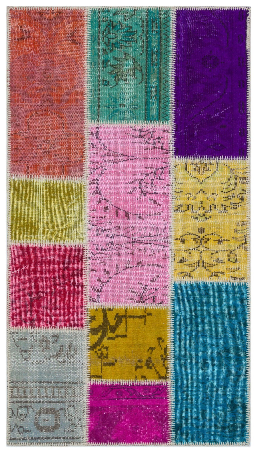 Bej Anadolu Eskitme Geometrik Yün Halı 80x150 - Özel Seri