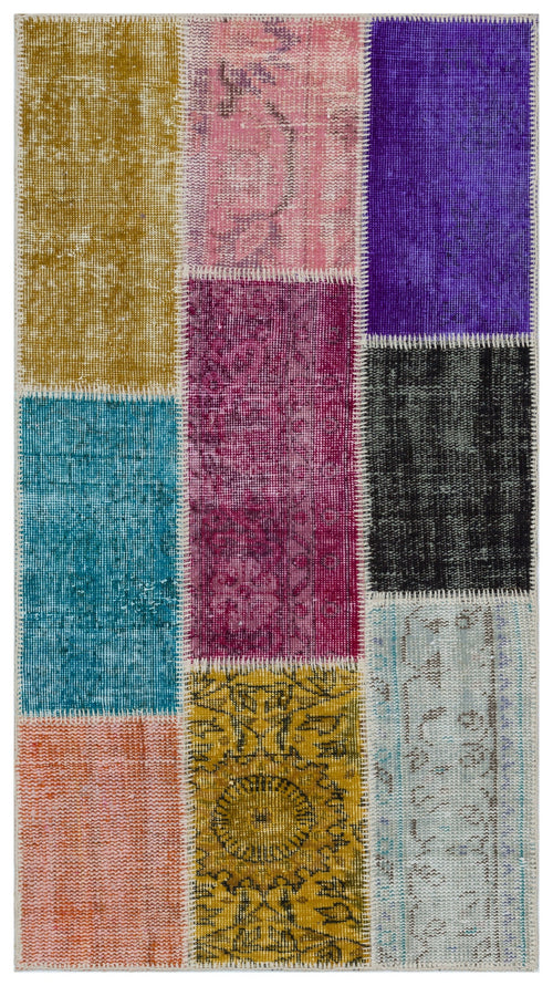 Iskece Bej Patchwork Yün El Dokuma Halısı 080 x 150 Apex Unique