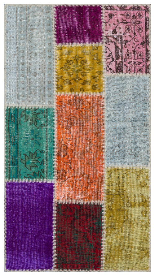 Iskece Bej Patchwork Yün El Dokuma Halısı 080 x 150 Apex Unique