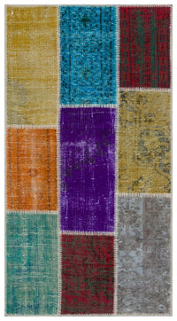 Geometric Flatweave Kilim Rug in Multicolor Wool 80x150 cm (2'7" x 4'11")