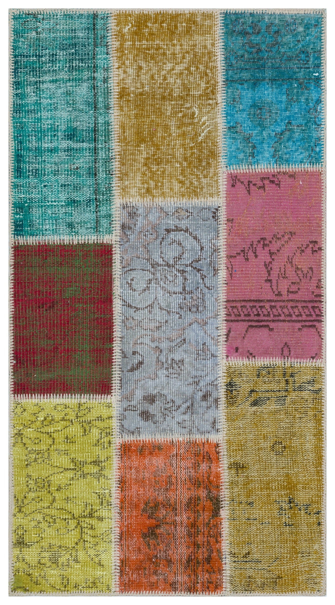 Iskece Bej Patchwork Yün El Dokuma Halısı 080 x 150 Apex Unique