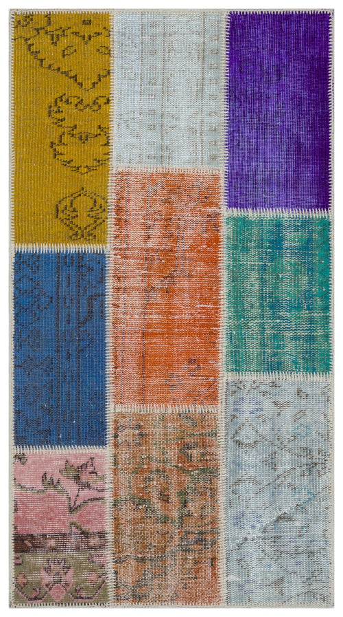 Iskece Bej Patchwork Yün El Dokuma Halısı 080 x 150 Apex Unique