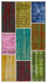 Iskece Bej Patchwork Yün El Dokuma Halısı 080 x 150 Apex Unique