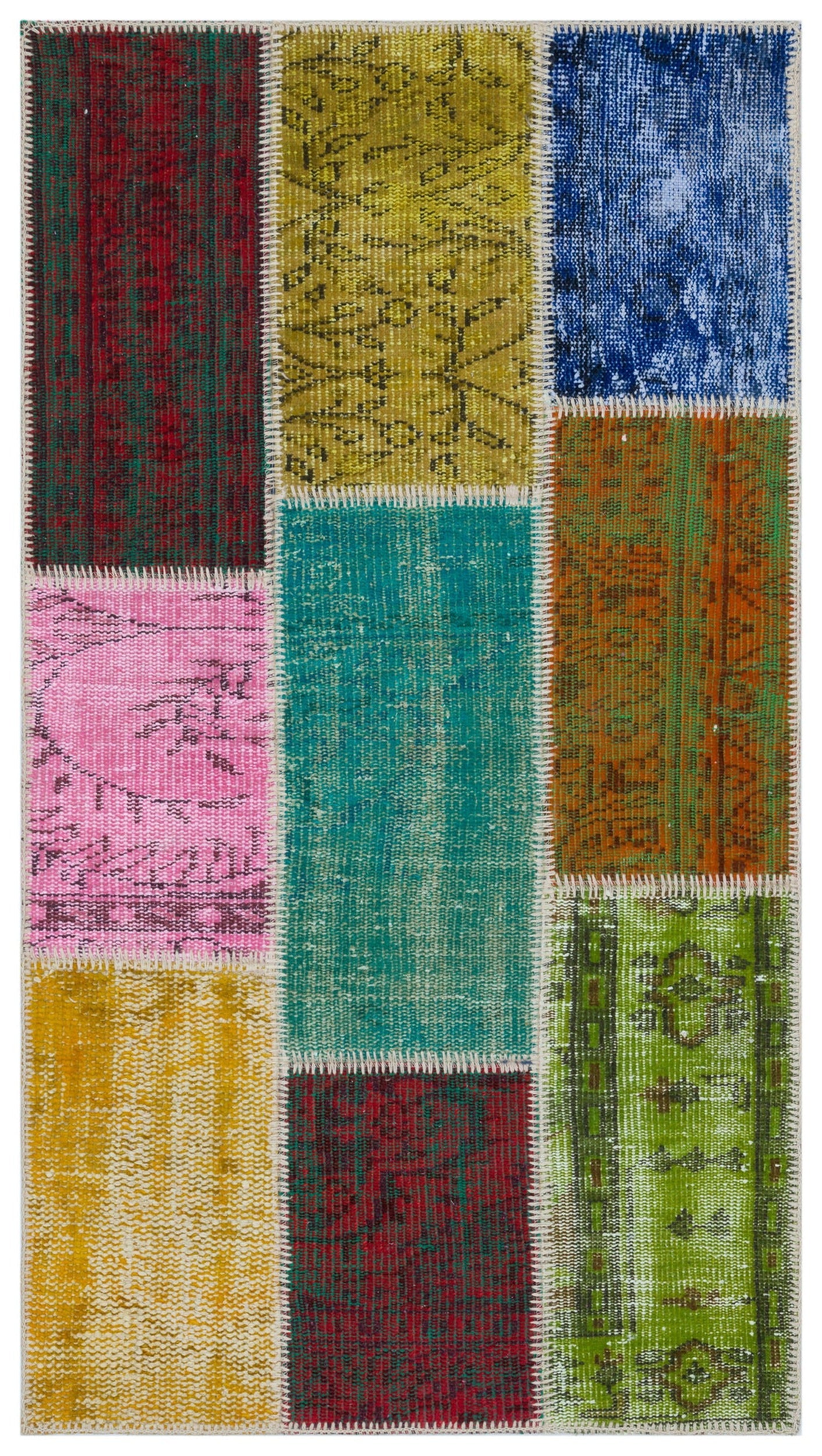 Iskece Bej Patchwork Yün El Dokuma Halısı 080 x 150 Apex Unique