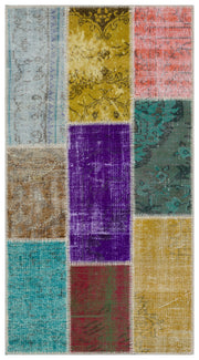 Iskece Bej Patchwork Yün El Dokuma Halısı 080 x 150 Apex Unique