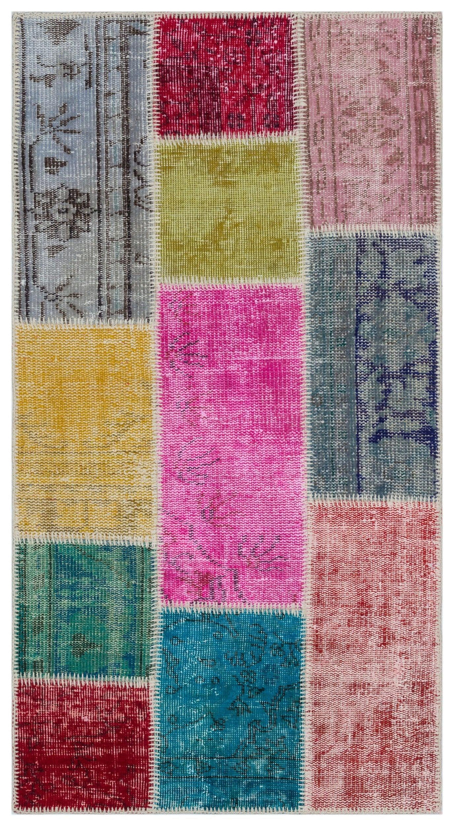 Bej Patchwork Yün Halı 80x150