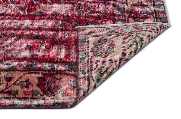 Kırmızı Anadolu Eskitme Geometrik Yün Halı 158x277 - Özel Seri