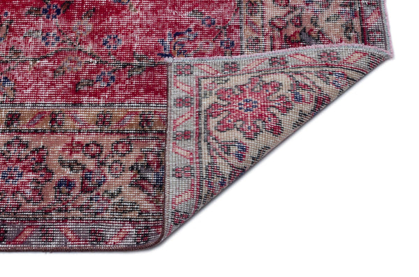 Kırmızı Anadolu Eskitme Madalyonlu Yün Halı 172x276 - Özel Seri